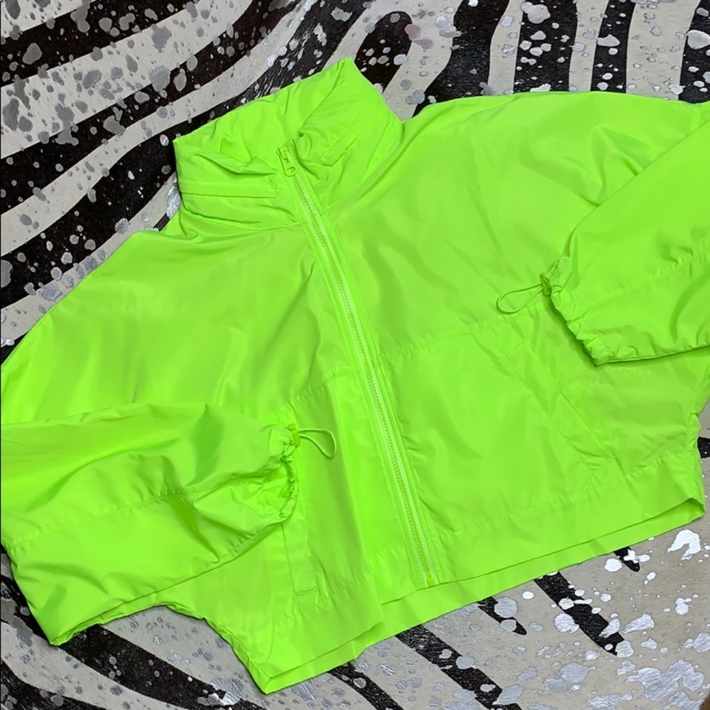 NWT Zara neon green windbreaker M